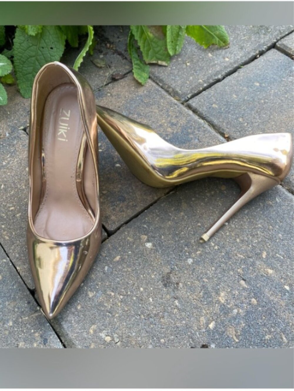 Zuiki Rose Gold Metallic Pointed Toe Stiletto Pumps 36 Made in Italy Fall Sale